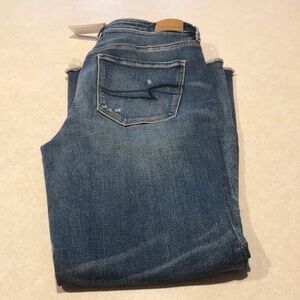 American Eagle Blue Denim Jeans Super Hi-Rise Crop Flare